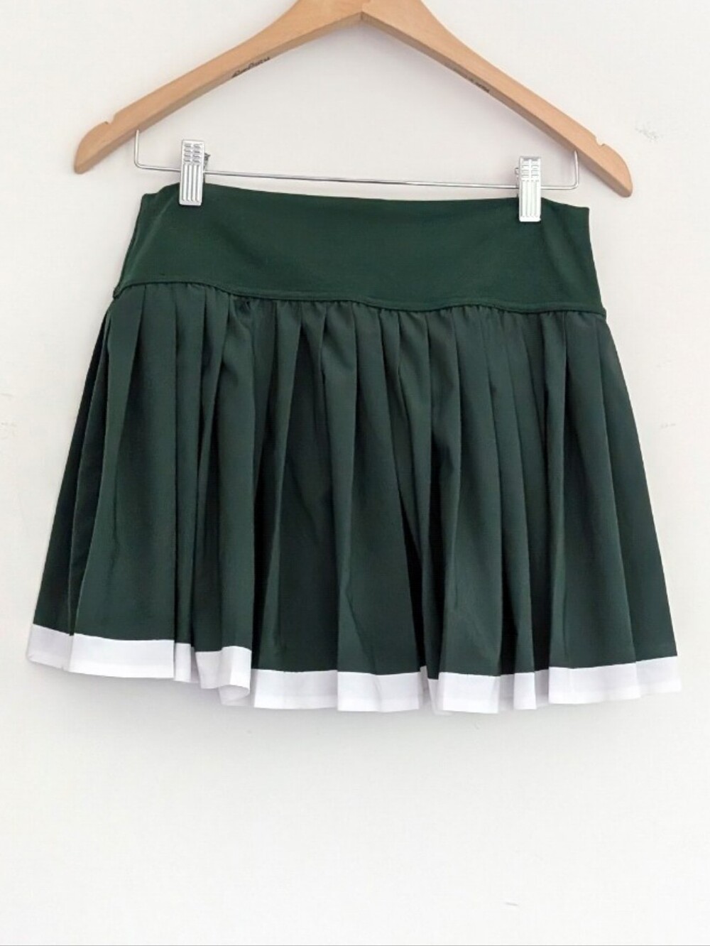 Aerie Tennis Dark Green Pleated Mini Skirt with White Trim Large Skort - Picture 6 of 6